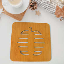 Square Bamboo Wood Table Place Mat Hot Pot Cup Mat Tea Coaster(1414 Cm  1 Pc)