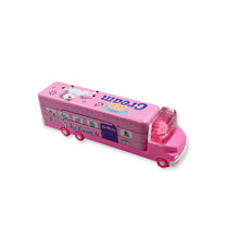 4568  Double Decker Magic Ice Cream Truck Compass Multi Level Metal Truck Compass Pencil Case With Movable Wheels  Sharpener