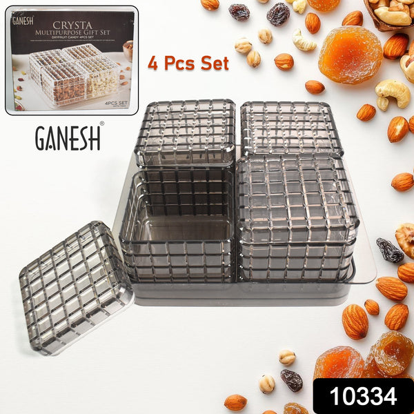 Ganesh Multipurpose Gift Set Dry Fruit Candy (4 Pcs Set  With Tray)