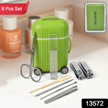 Manicure Kit Pedicure Tools For Feet Nail Clipper (8 Pcs Set  With Mini 4 Wheel Suitcase Trolley)