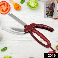 2 In 1 Kitchen Knife Scissor With Spring Locking Hinge And Chopping Board (1 Pc  With Card Packing)