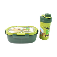 Plastic Lunch Box Leak Proof 3 Compartment With Bottle Spoon And Fork (1 Set)