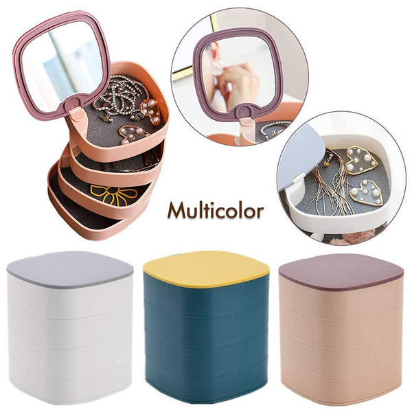 4023 4 Layers Jewellery Box 360 Degree Rotating Jewelry Box Jewelry And Earring Organizer Box With Mirror Accessory Storage Box (Multicolor)