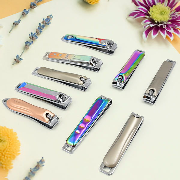 Stainless Steel Folding Portable Large Nail Clippers With Nail File (1 Pc  Mix Design)